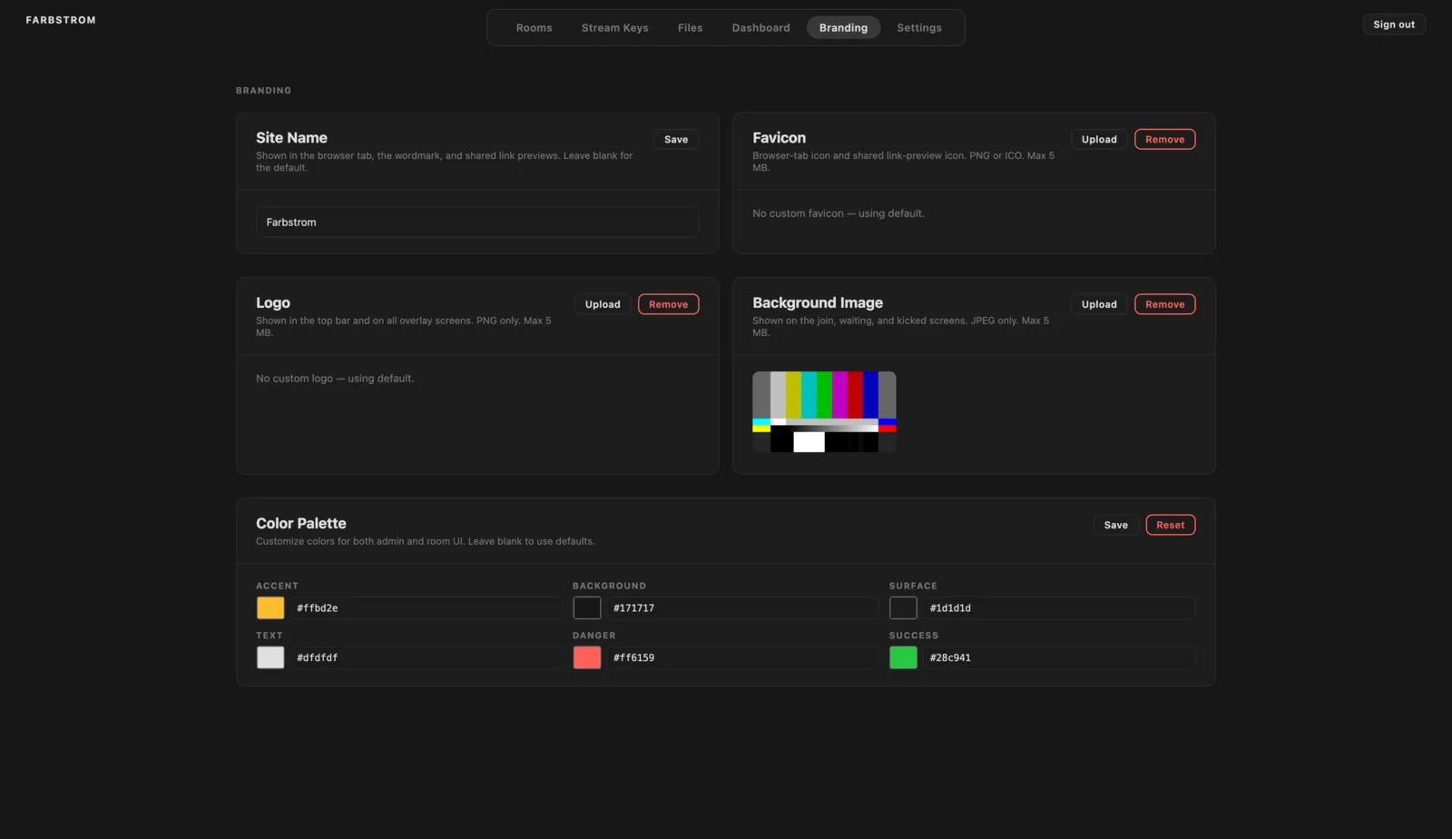 The Branding tab
