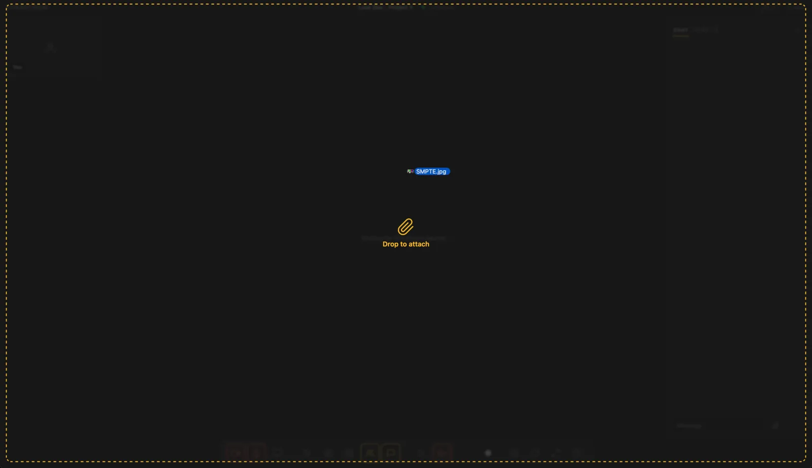 Dragging a file onto the room shows a "Drop to attach" target