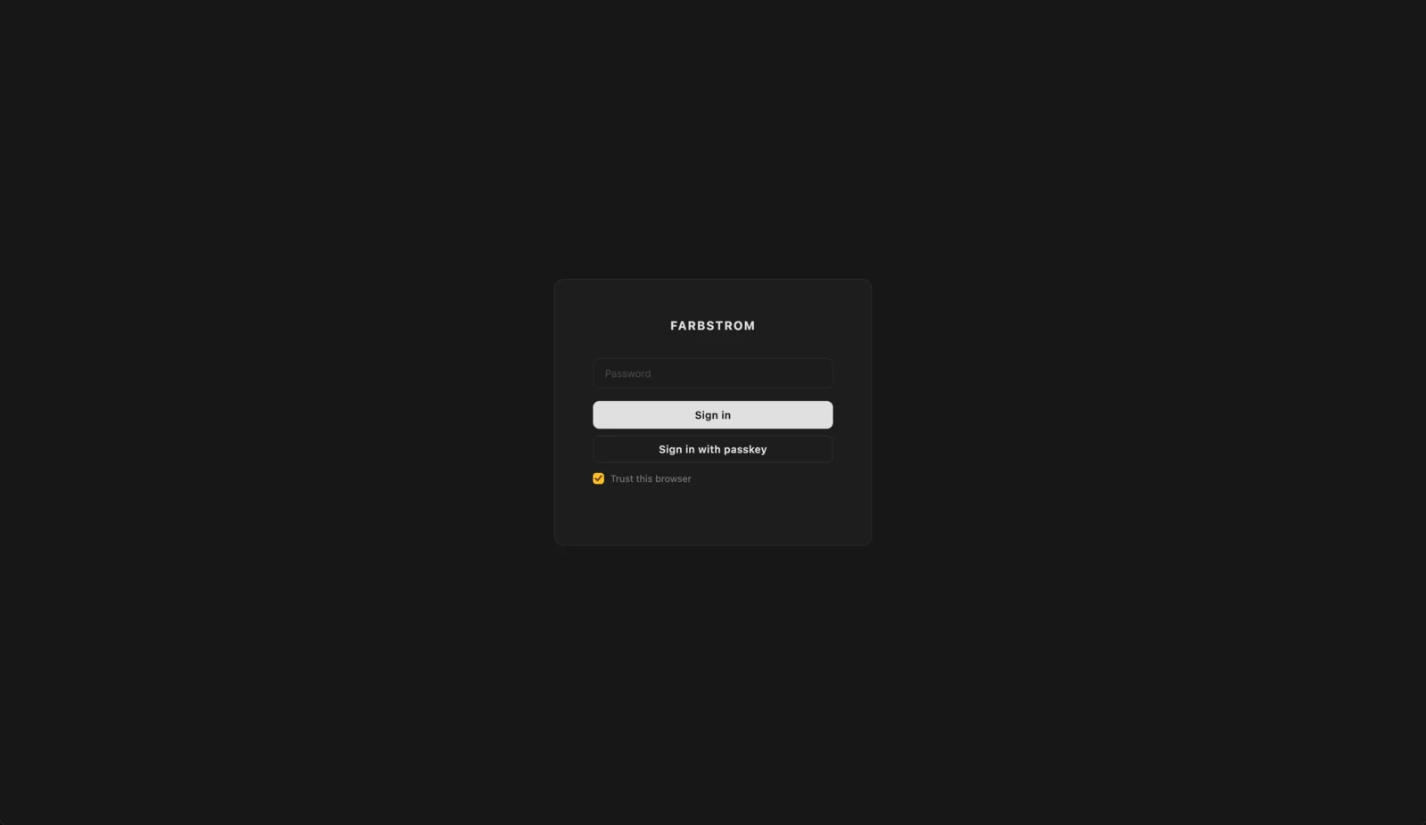 The admin sign-in screen