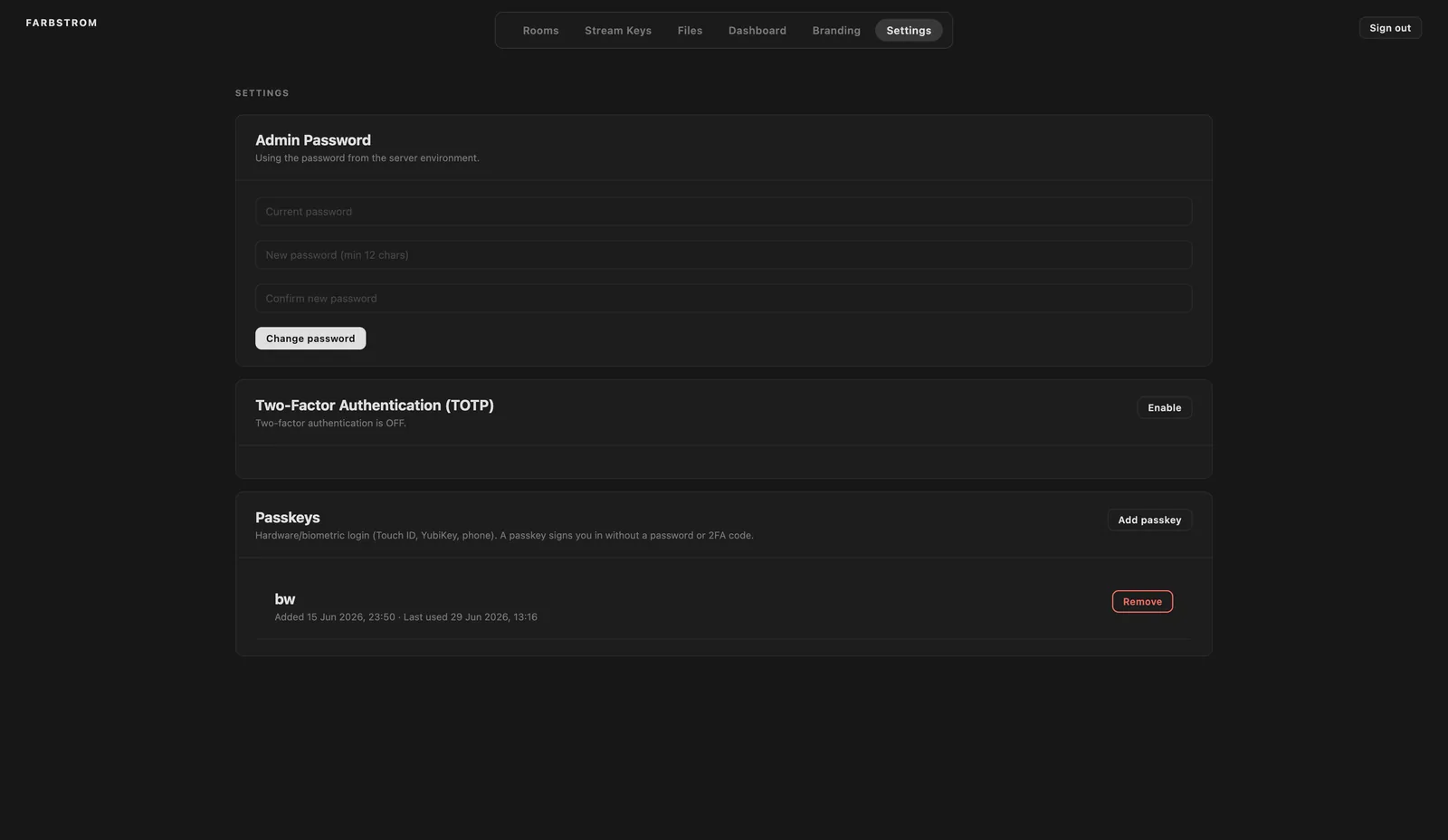 The Settings tab